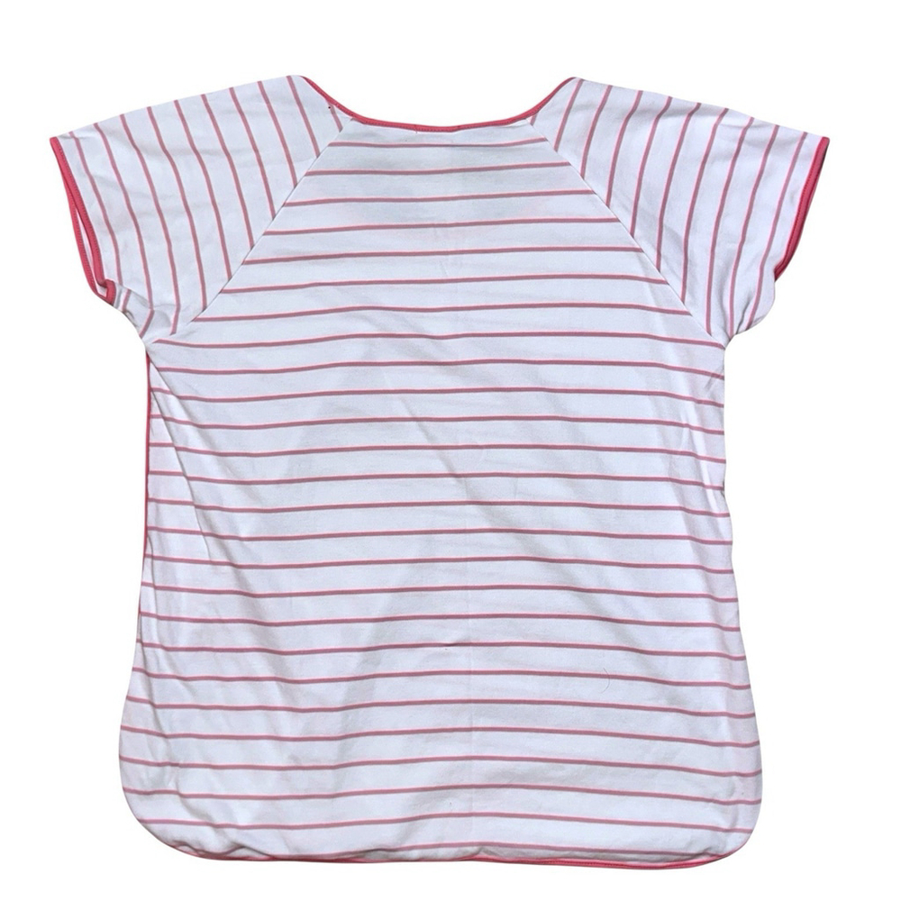 Lake Pajamas Set Womens Small Pink White Stripe Pima Cotton Loungewear Short Slv - Picture 3 of 10
